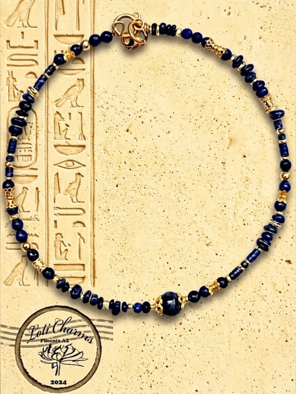 Genuine Lapis Lazuli Blue Stones In Dainty Gold Necklace Or Choker